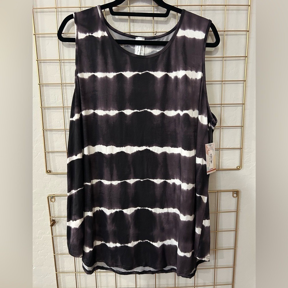 Acting Pro Black White Tie Dye Sleeveless Tank Top Stretch Knit Plus Size 2X